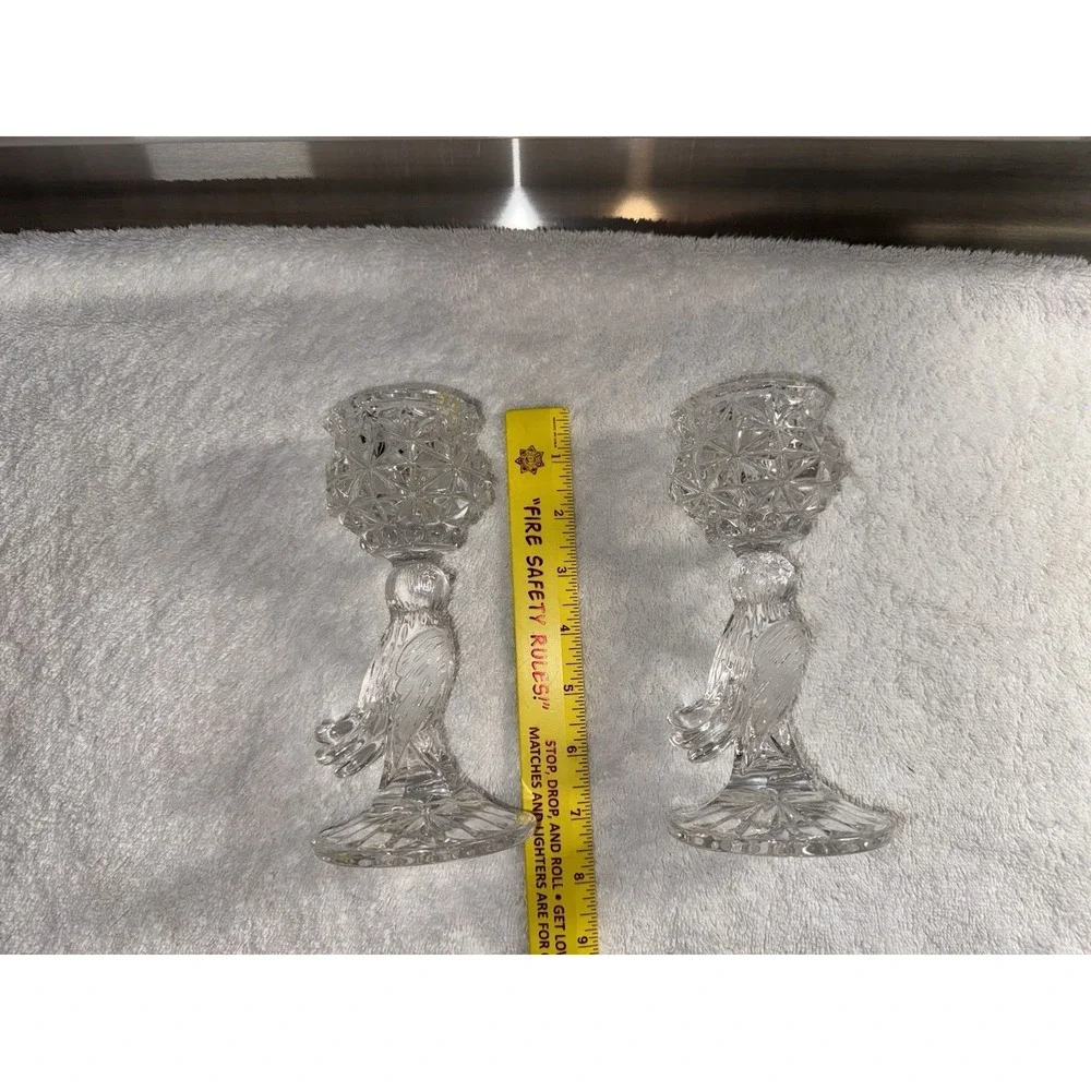 Vintage Candlesticks Hofbauer Byrdes Crystal Bird‎ Holders German Set Of 2
